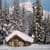 Mountain cabins in winter Wallpaper