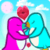 Red and Blue Penguin in Love